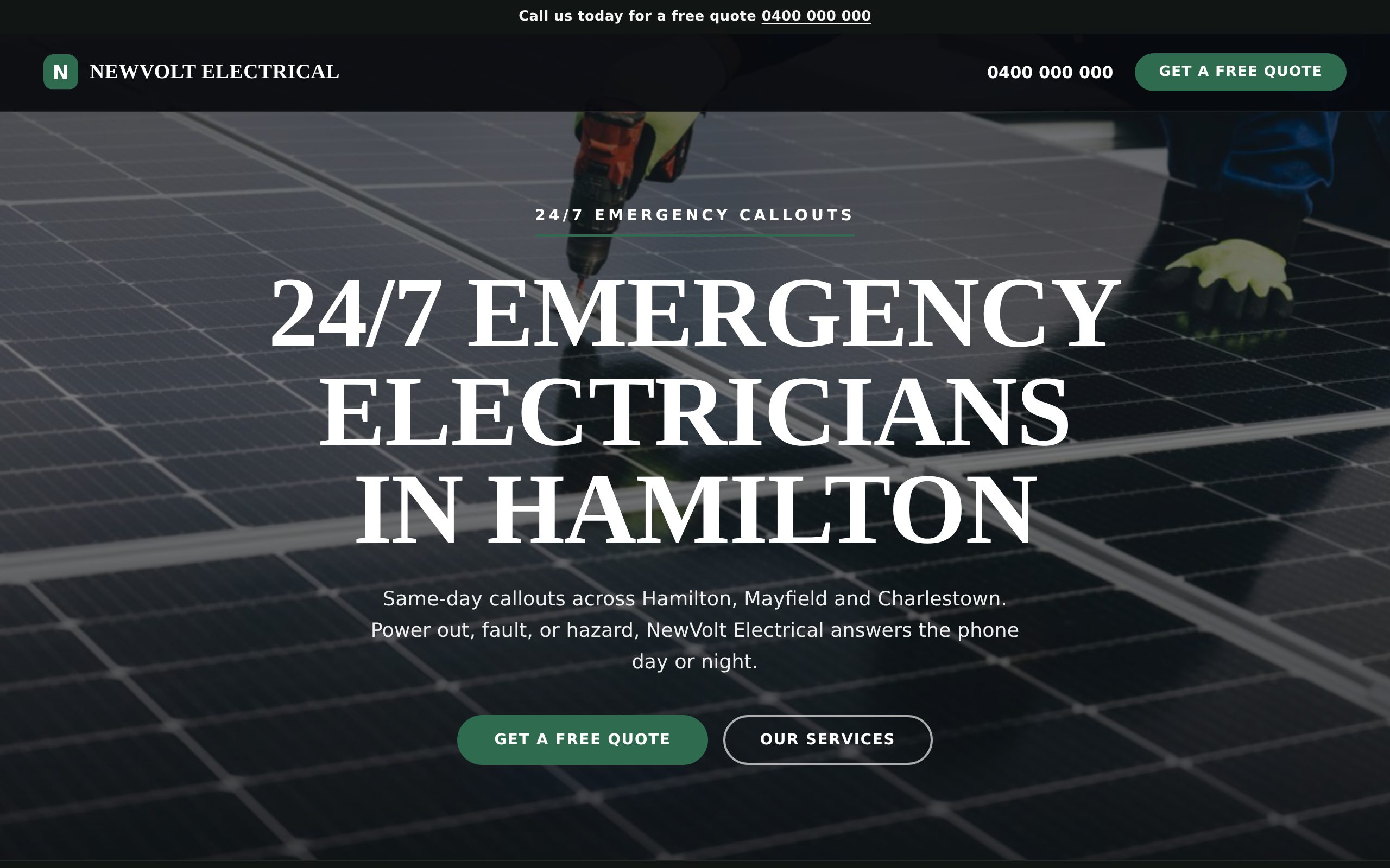 NewVolt Electrical - a site built with BookingSprint
